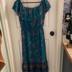 Maurices Teal Floral Maxi Dress